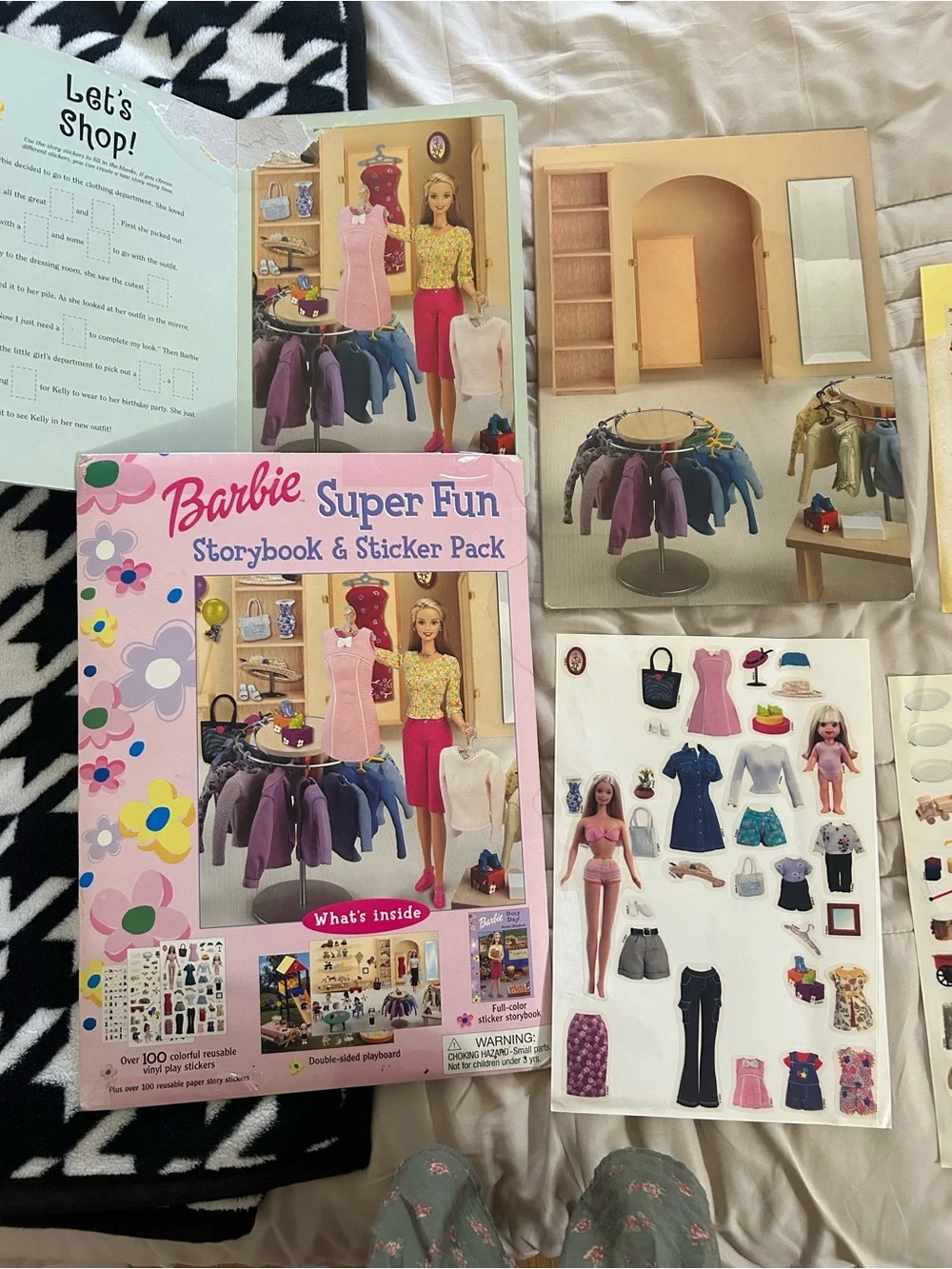 2001 Barbie Super Fun Storybook and Sticker Pack, Great Condition Kids Book